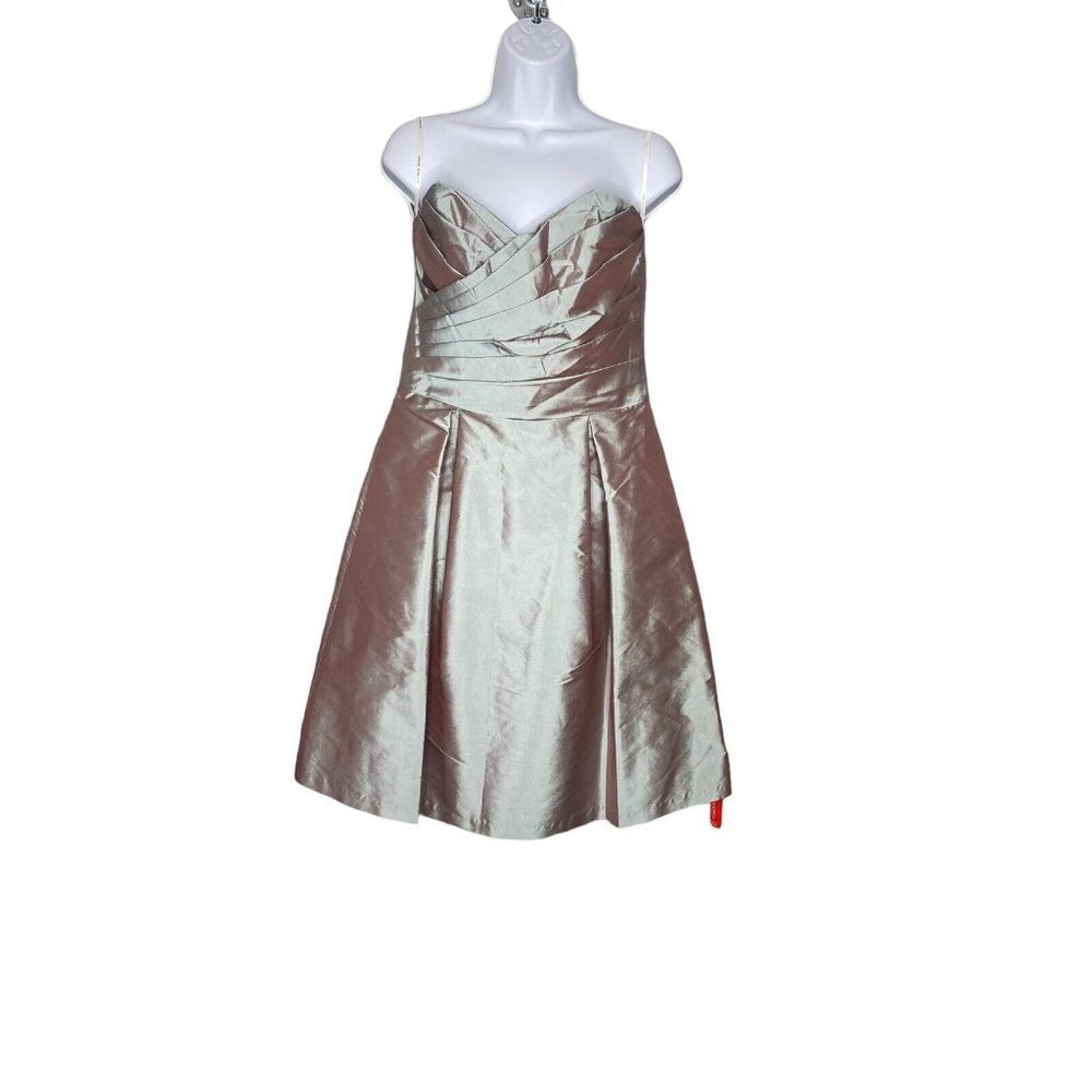 Alfred Sung Womens Draped Bodice Short Bridesmaid Dress D538 Atlantis Size 10